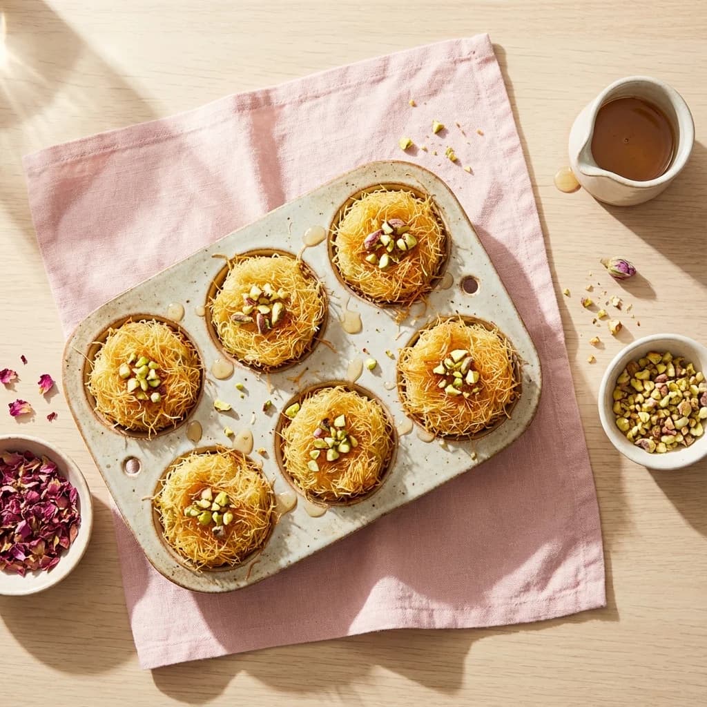 Pistachio Kunafa Crunch Cupcakes
