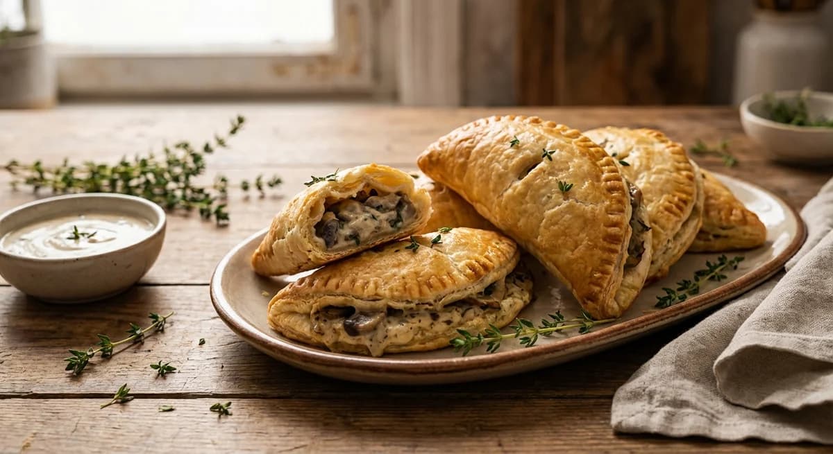 Puff Pastry Paszteciki with Creamy Mushroom and Thyme