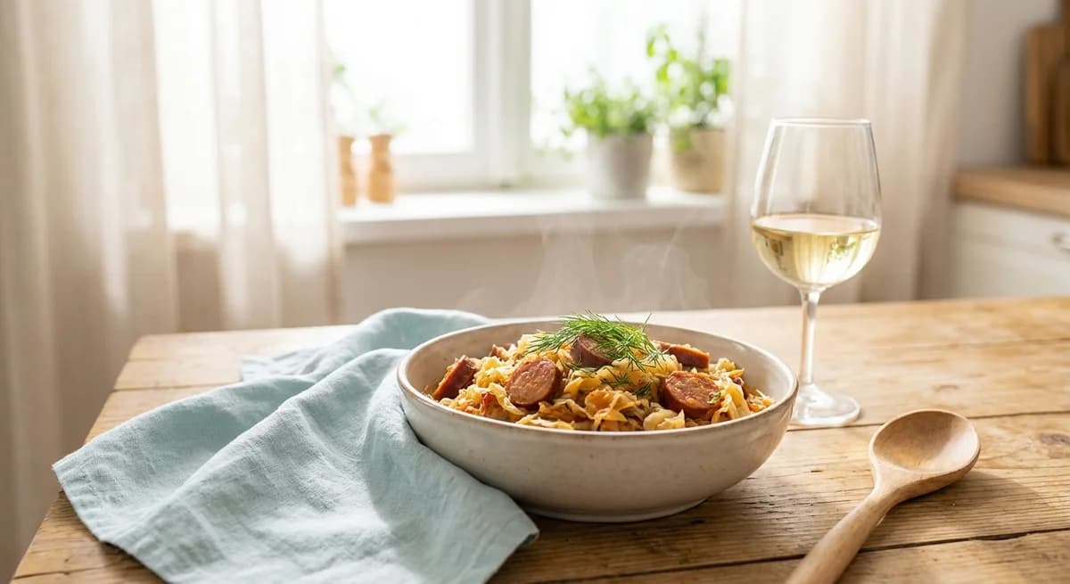 Quick Weeknight Kielbasa and Sauerkraut Bigos