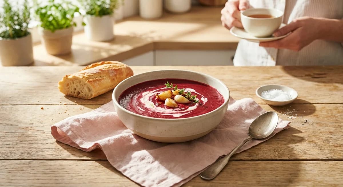Roasted Garlic and Beetroot Cream Soup