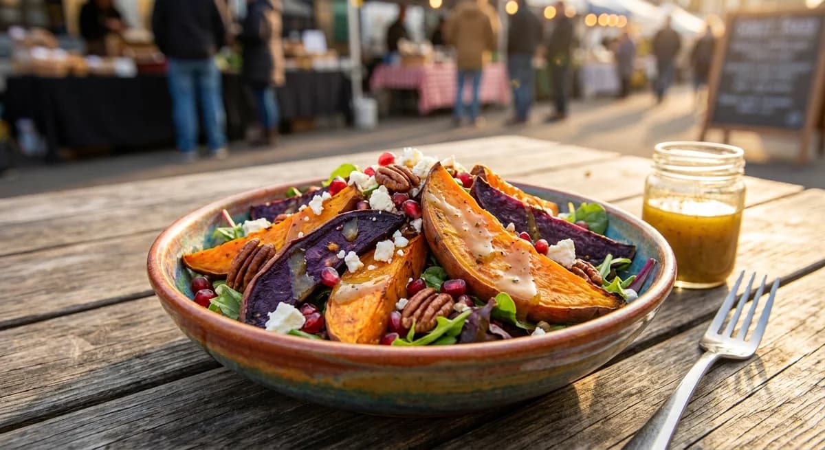 Roasted Sweet Potato Salad with Maple Dijon Vinaigrette