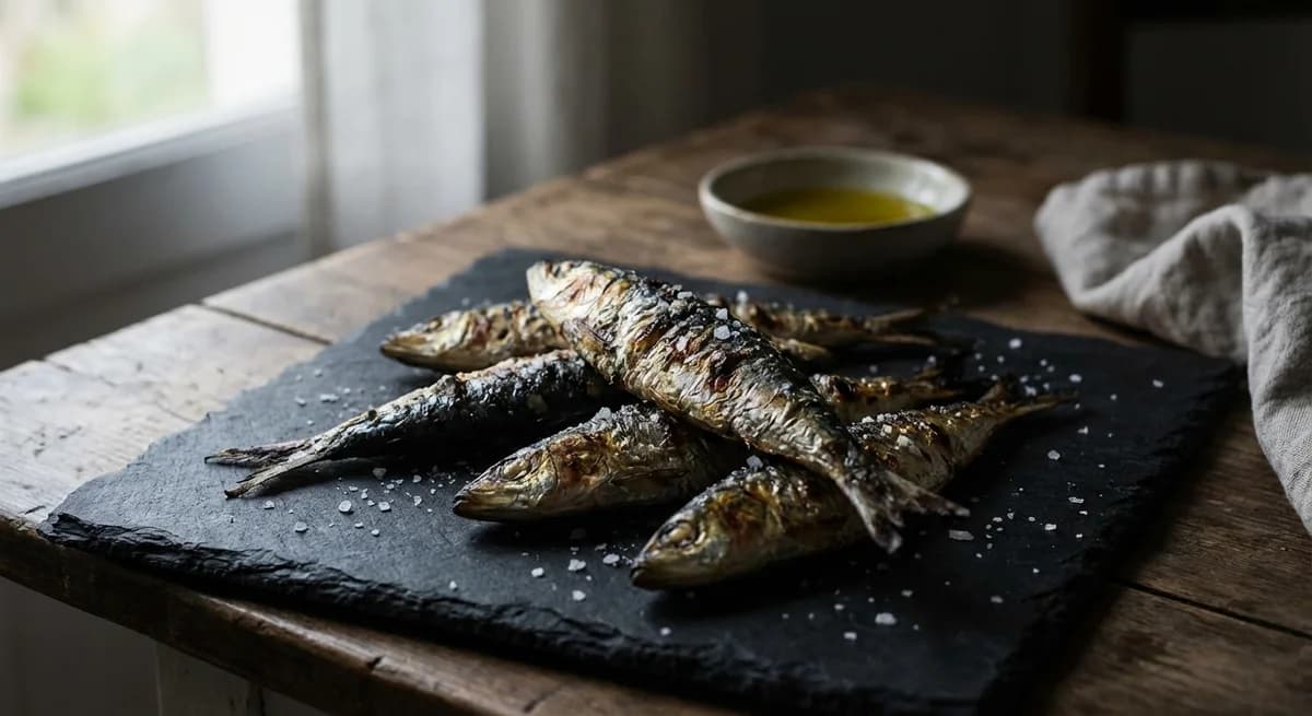 Rustic Grilled Portuguese Sardines with Sea Salt