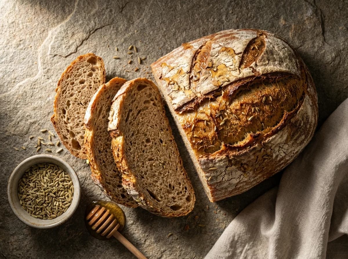 Rustic Honey Fennel Rye Bread