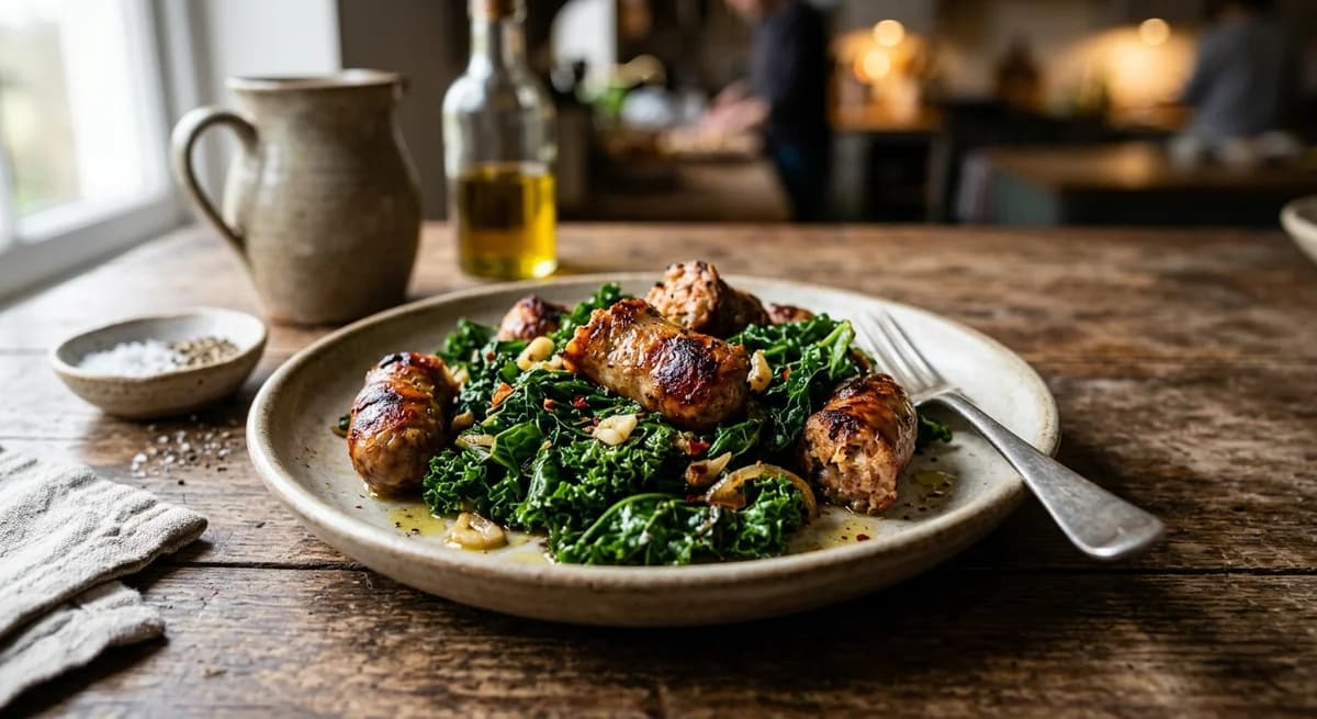 Rustic Italian Crispy Sausages and Greens Recipe