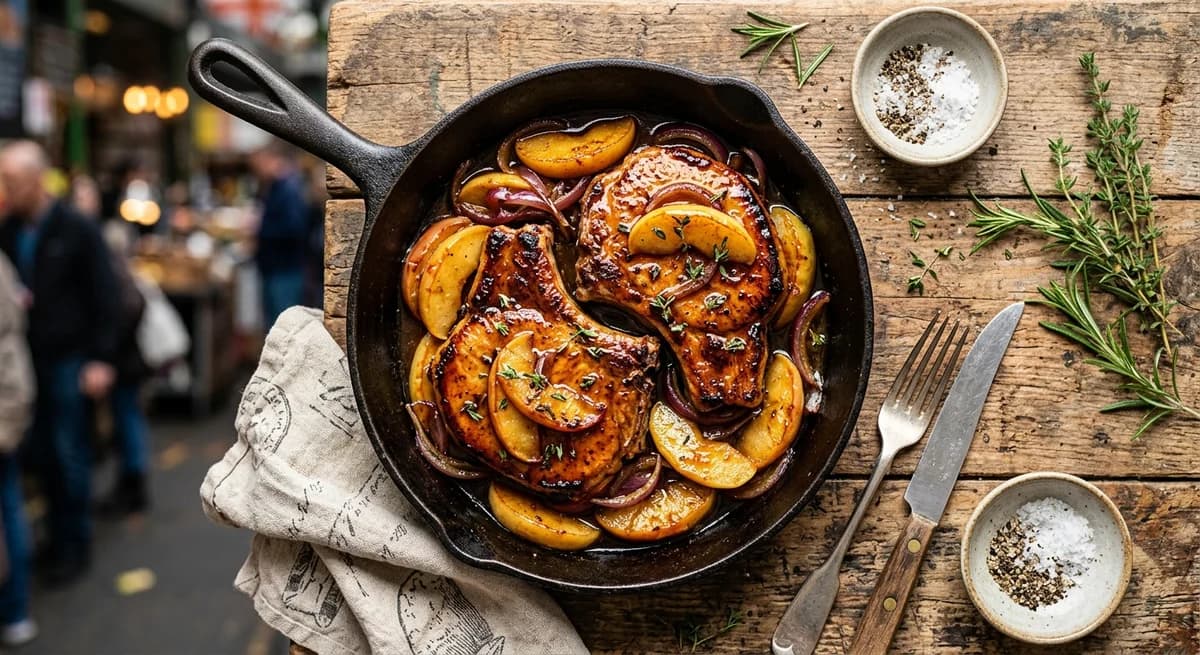 Rustic Maple-Glazed Skillet Apple Pork Chops Recipe