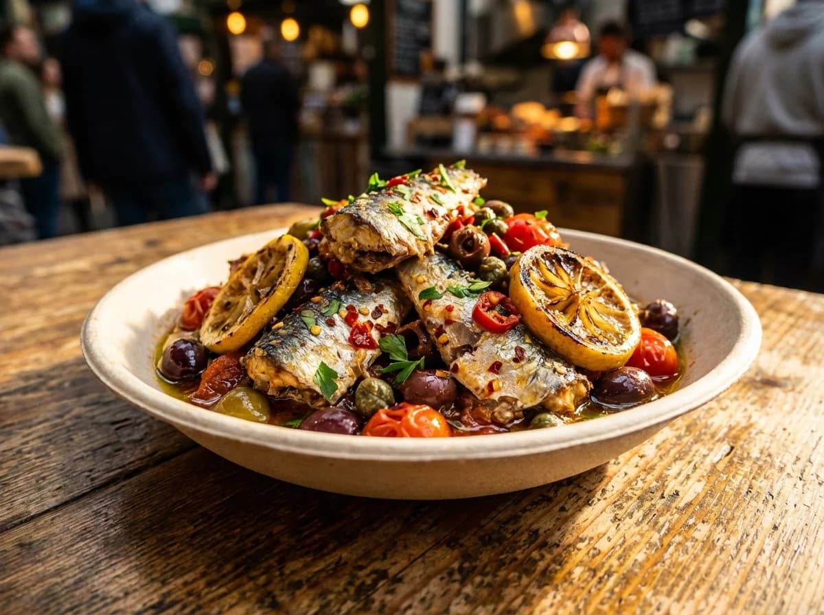 Rustic Pilchard Puttanesca with Chili and Lemon