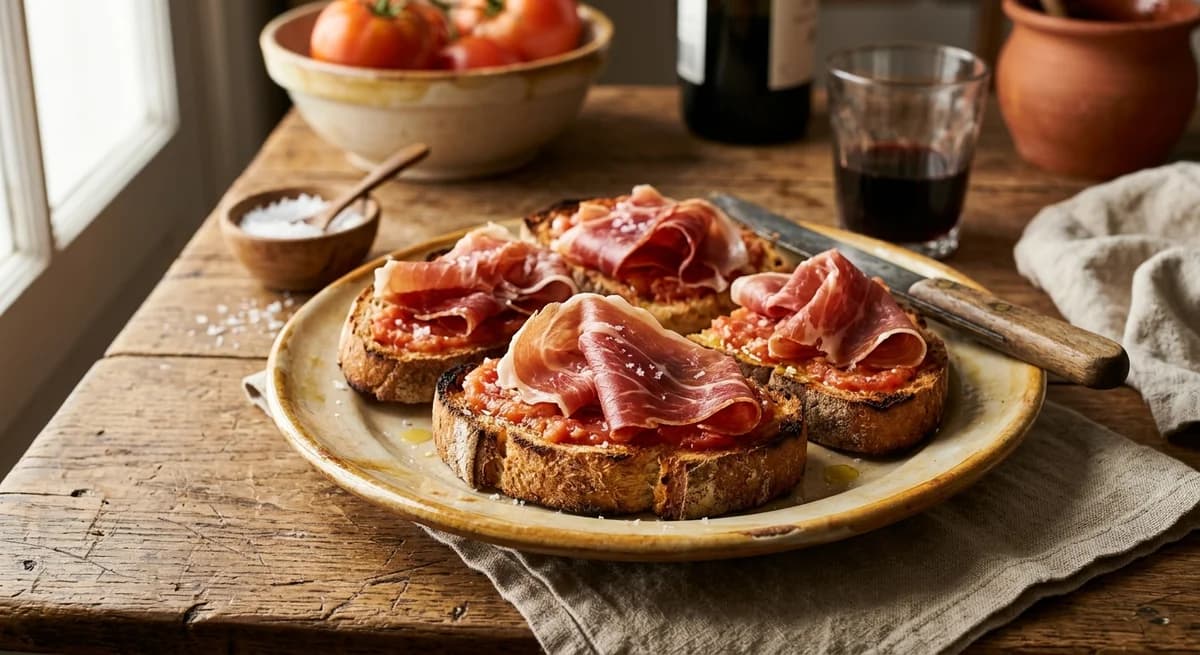 Rustic Spanish Tomato Bread with Jamón Serrano