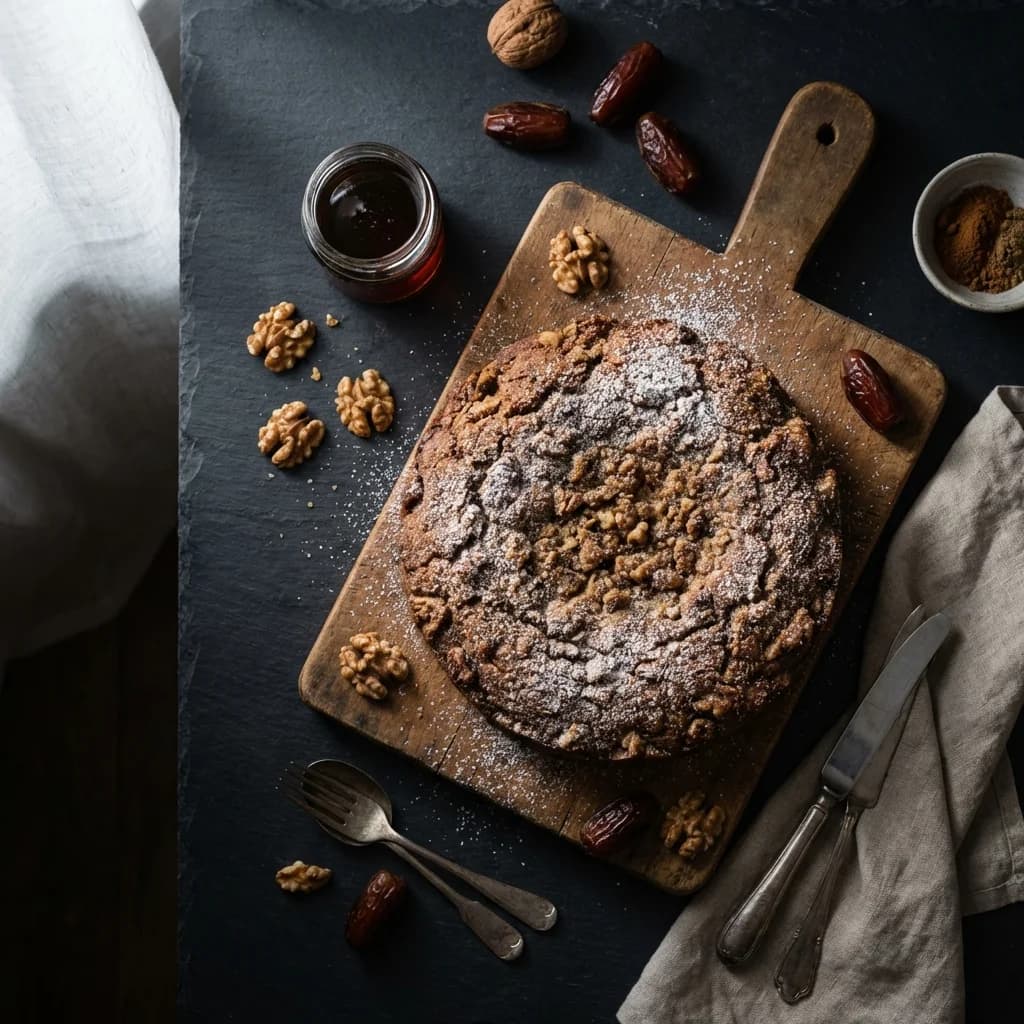 Rustic Spiced Walnut, Date & Honey Cake Recipe