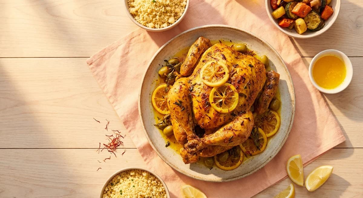 Saffron and Lemon Butter Algerian Roast Chicken