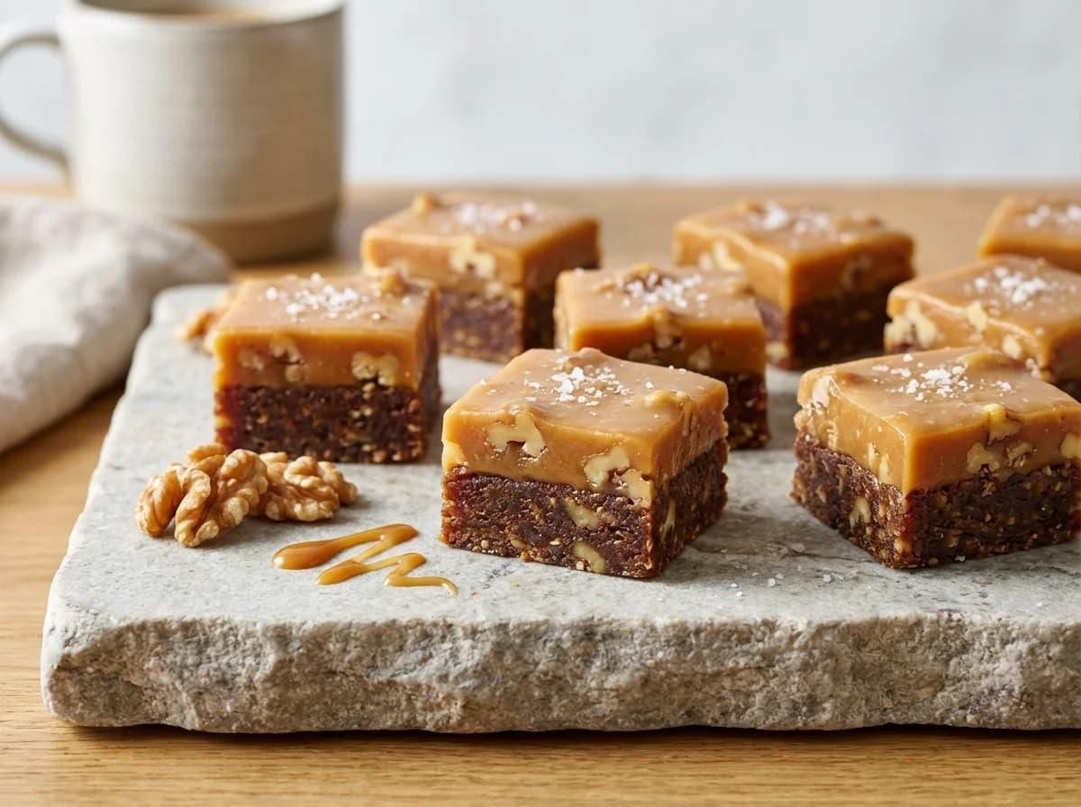 Salted Caramel and Walnut Date Squares
