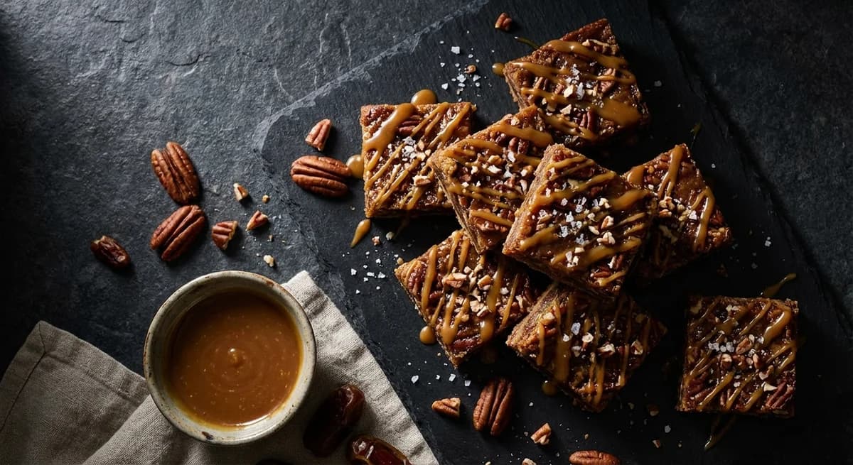 Salted Caramel Pecan Date Squares