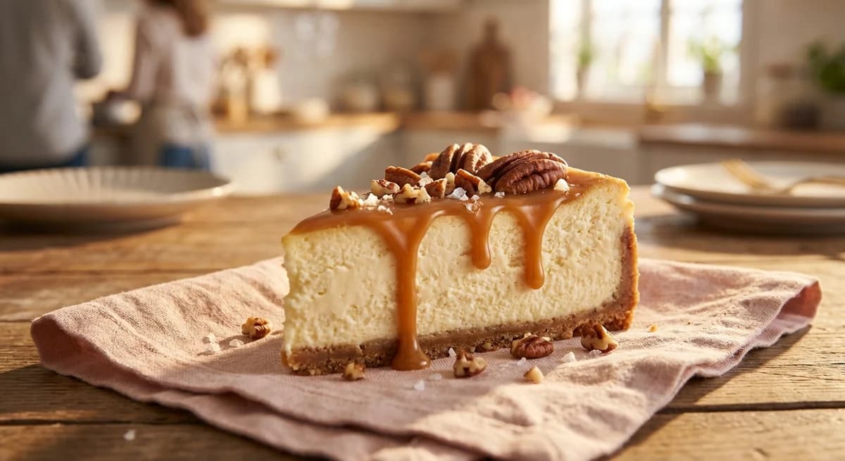 Salted Caramel Pecan New York Cheesecake