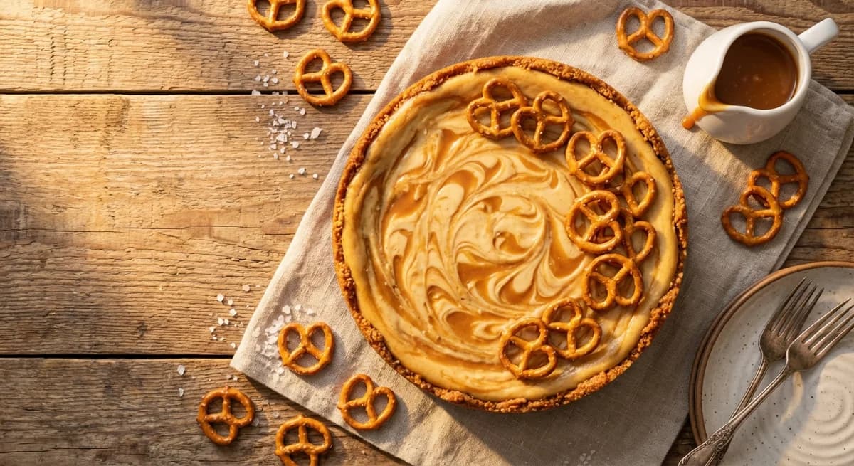 Salted Caramel Pretzel New York Cheesecake