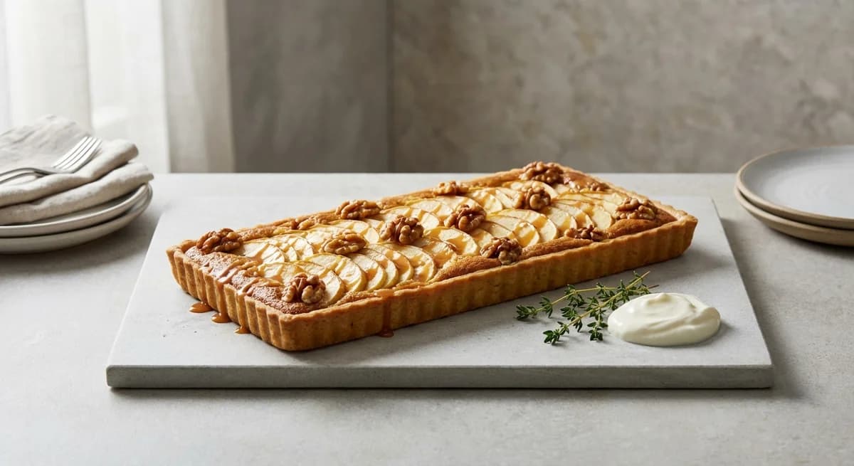 Salted Caramel Walnut Apple Frangipane Tart