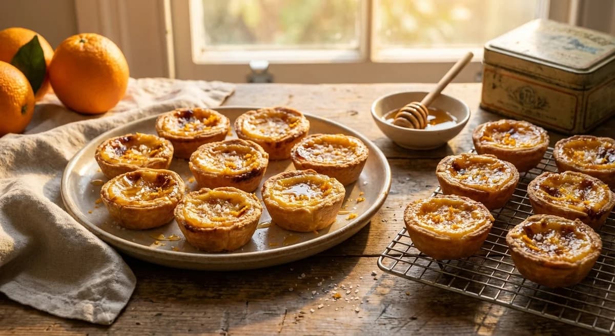 Salted Honey and Orange Portuguese Tarts