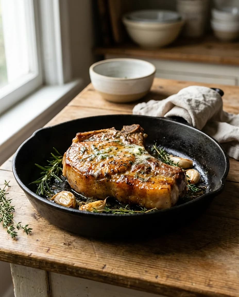 Savory Garlic Butter Roasted Pork Chop Recipe