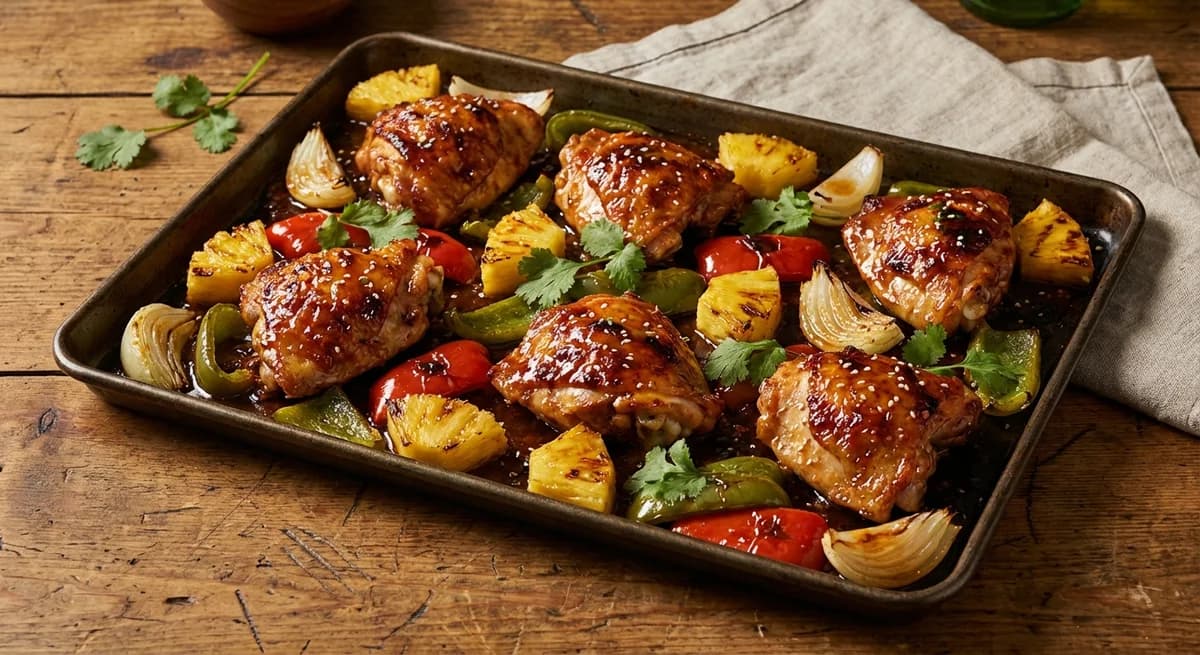 Sheet Pan Sweet and Sour Chicken with Roasted Pineapple