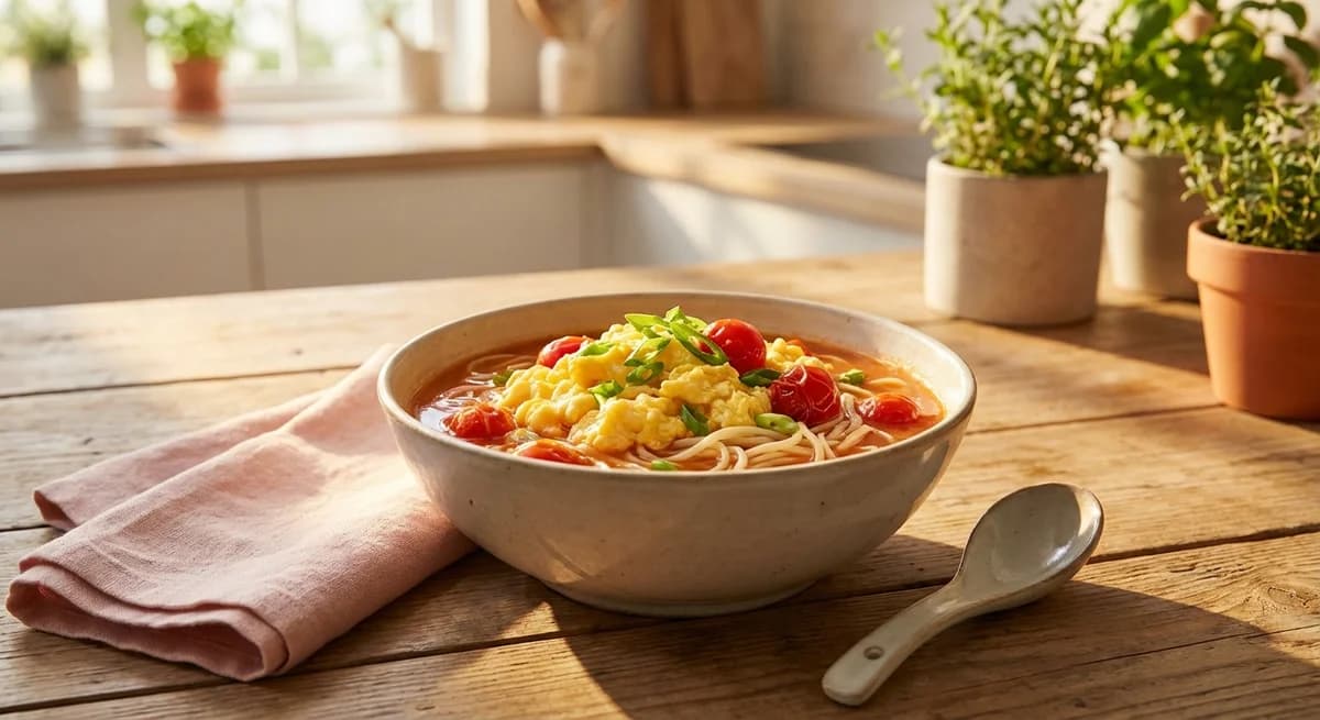 Silky Tomato Egg Noodle Soup