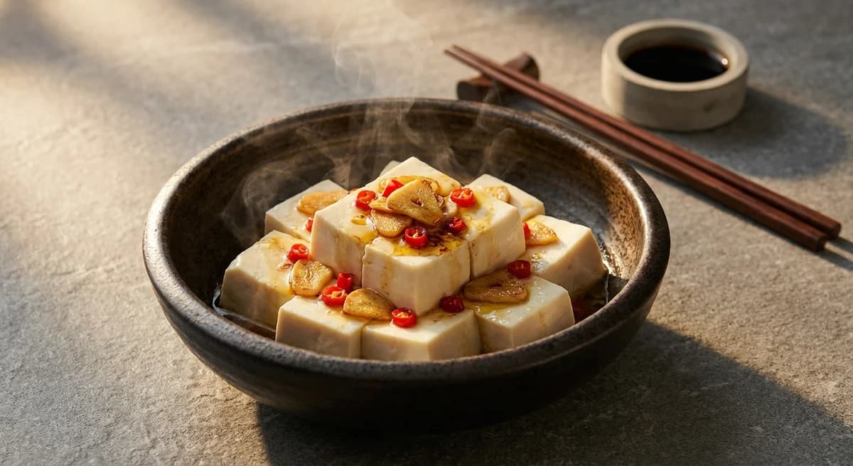 Sizzling Garlic and Chili Silken Tofu