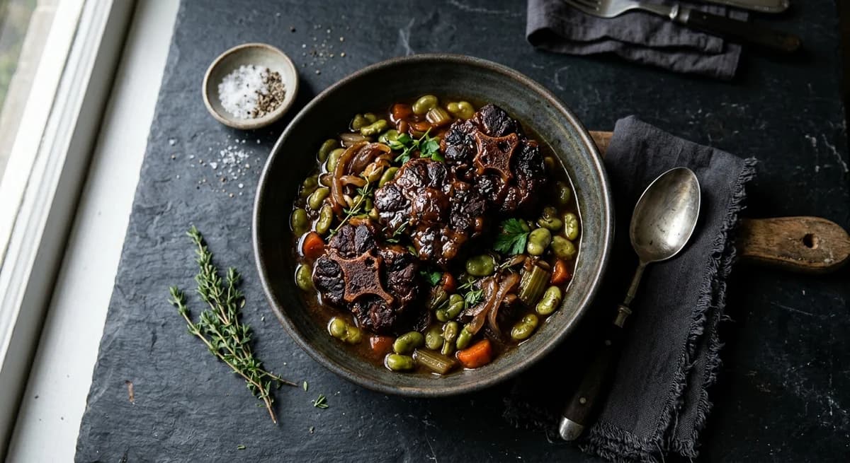 Slow-Braised Oxtail with Broad Beans Recipe