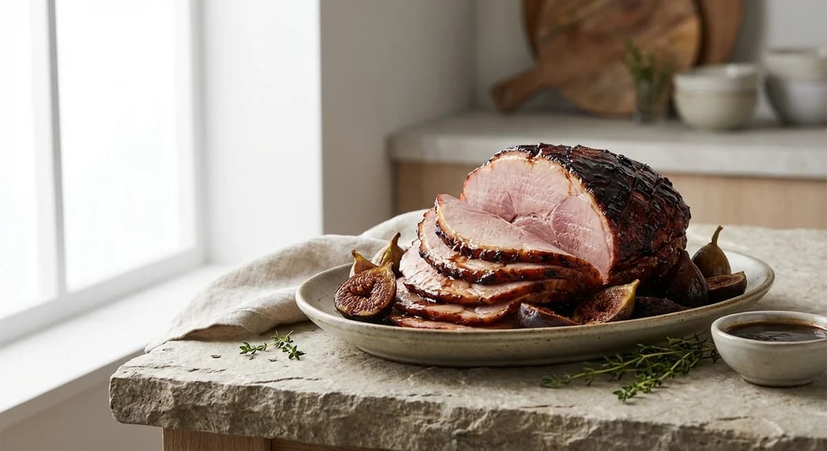 Slow-Roasted Balsamic Glazed Ham with Figs