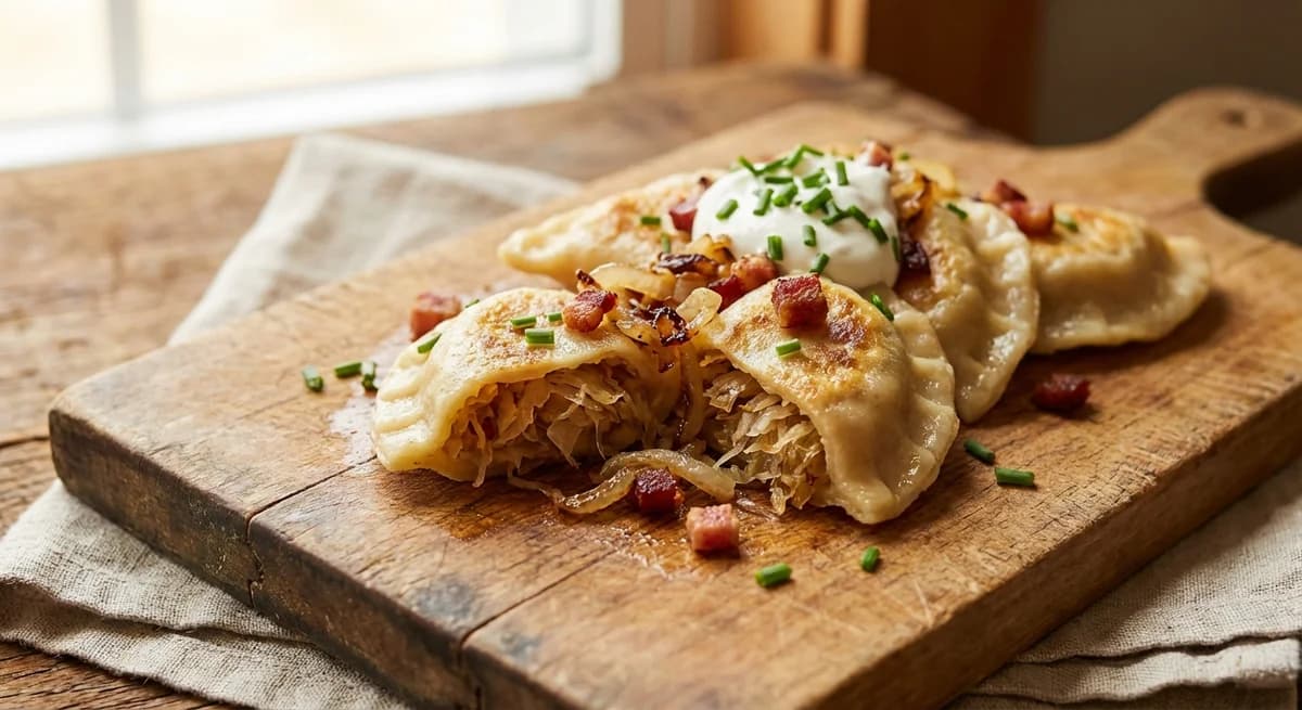 Smoky Bacon and Caramelized Onion Sauerkraut Pierogi