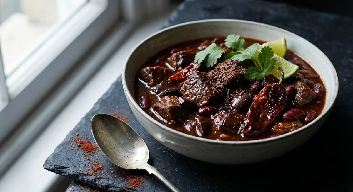 Smoky Chipotle and Dark Chocolate Braised Beef Chilli
