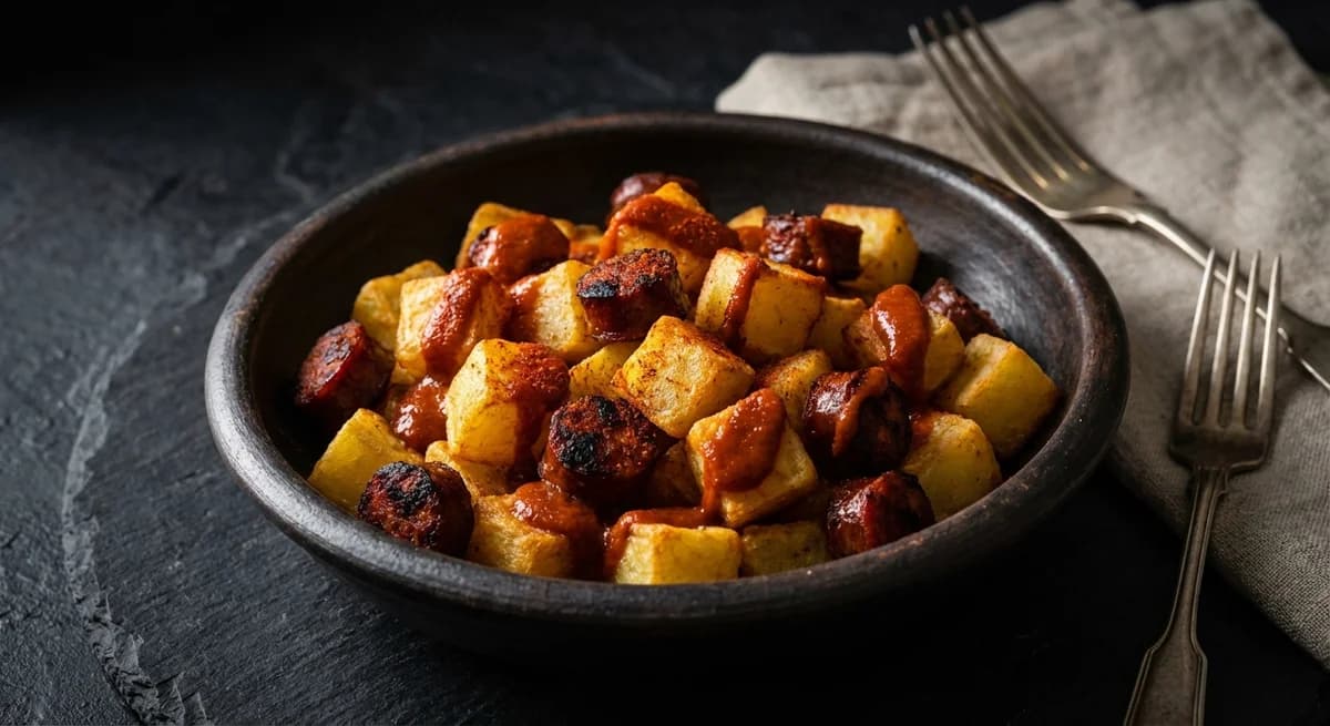 Smoky Chorizo Air Fryer Patatas Bravas