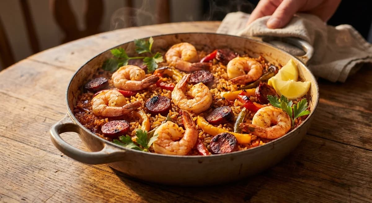 Smoky Chorizo Spanish Rice and Prawn One-Pot Recipe