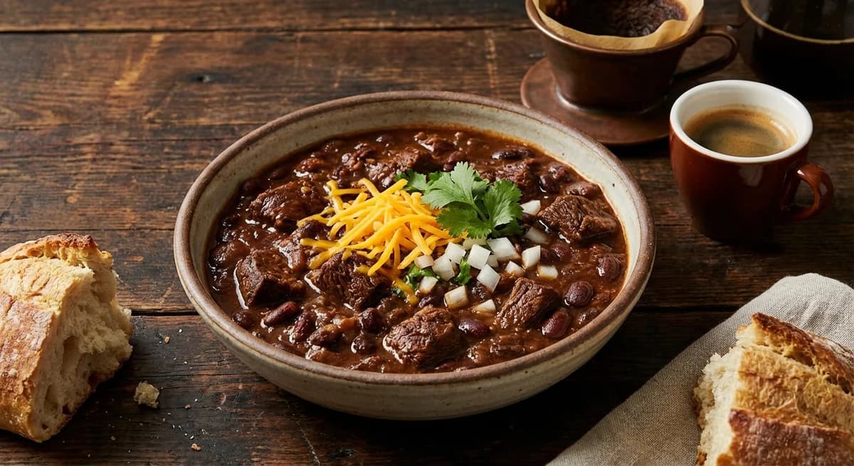 Smoky Espresso Braised Beef Chili