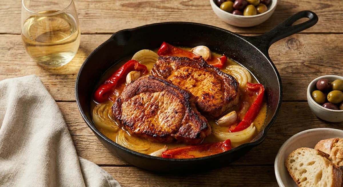 Smoky Paprika and White Wine Portuguese Pork Steaks