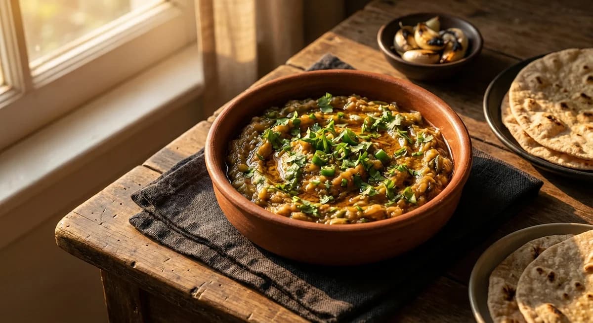 Smoky Roasted Garlic Baingan Bharta