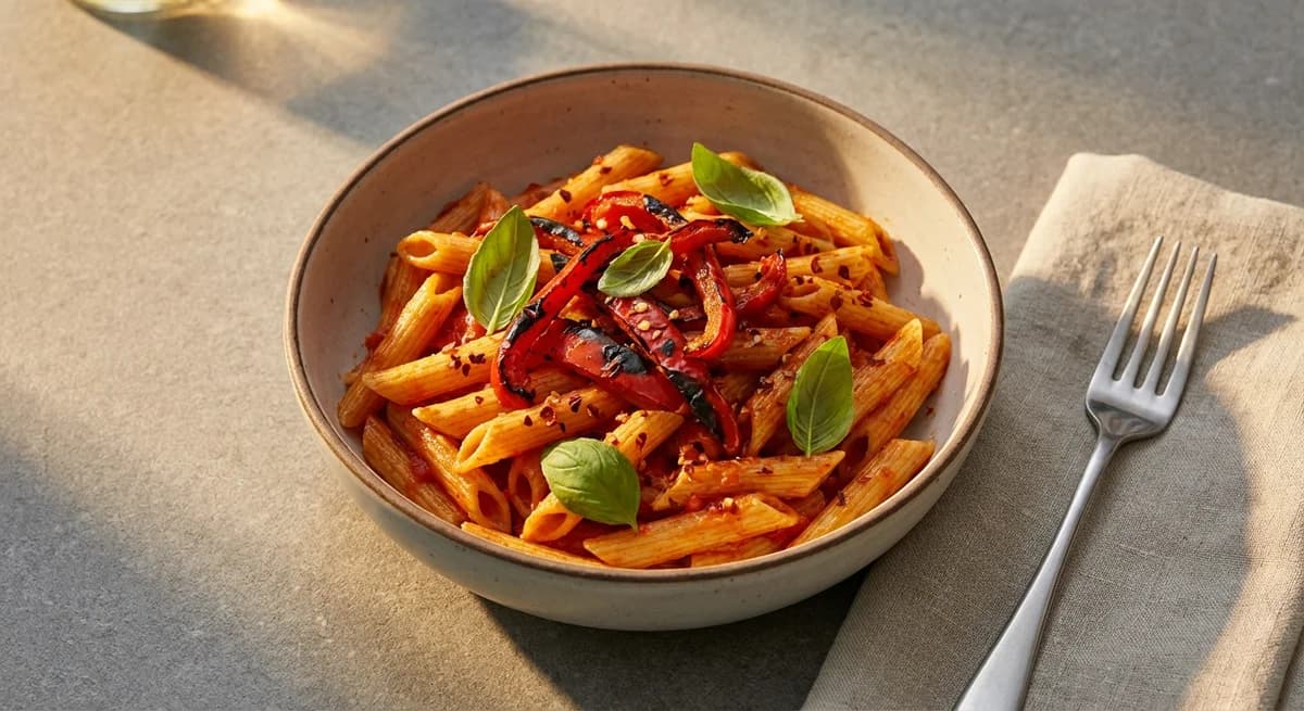 Smoky Roasted Red Pepper Arrabiata Penne
