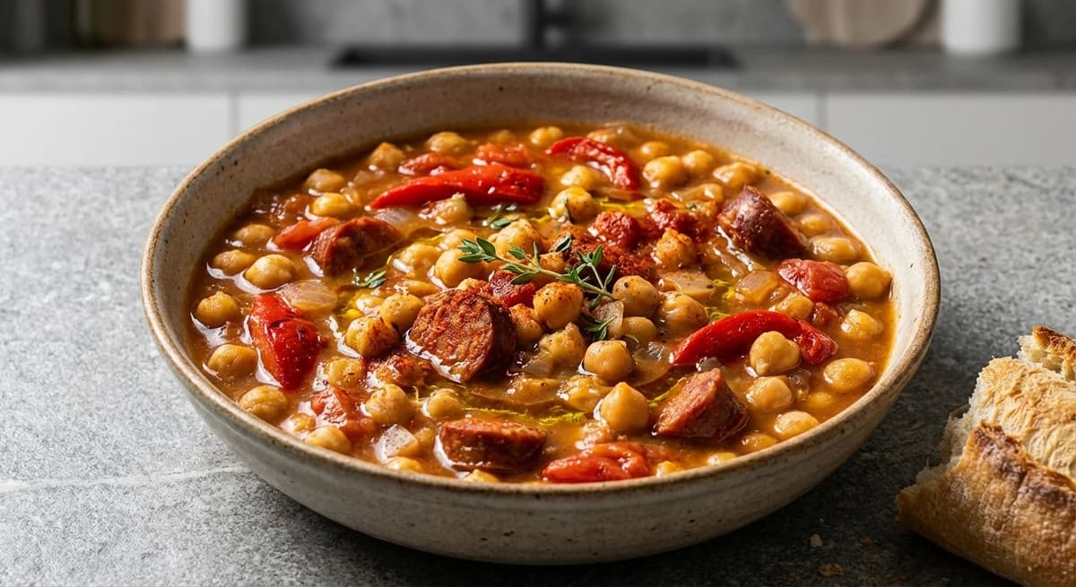 Smoky Spanish Chickpea and Chorizo Stew