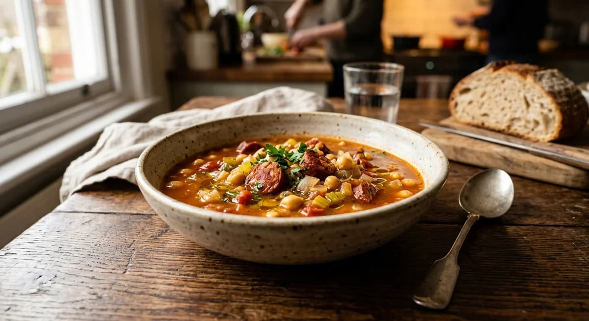 Smoky Spanish Chorizo and Chickpea Soup Recipe