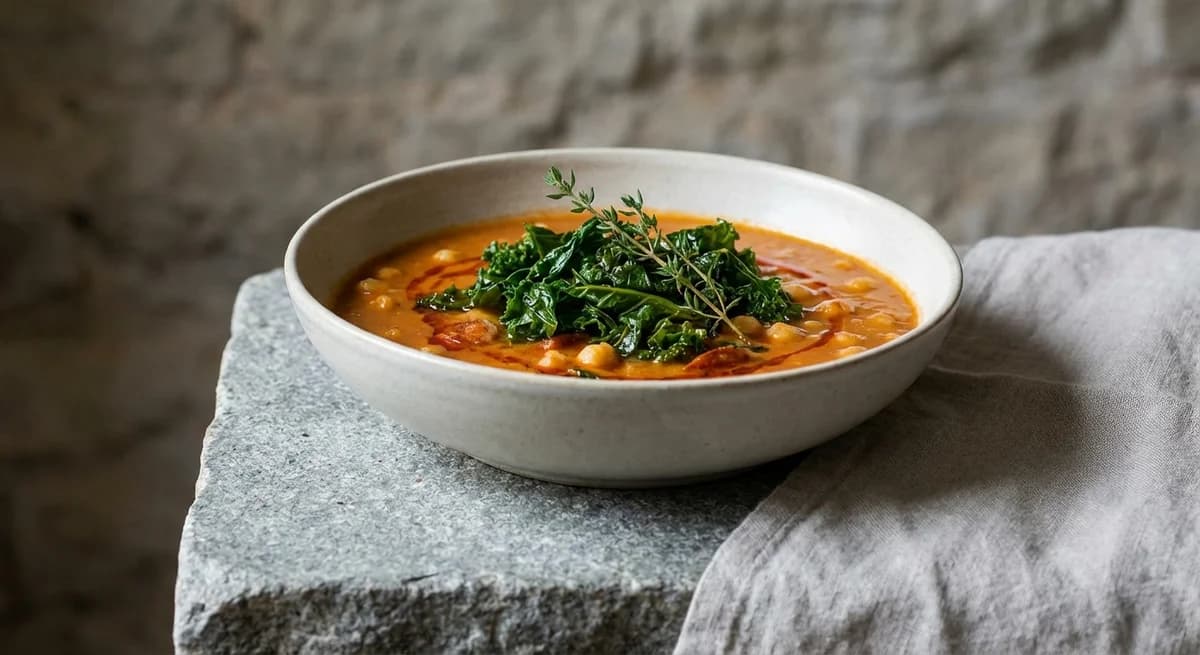 Smoky Spanish Chorizo and Chickpea Soup with Kale