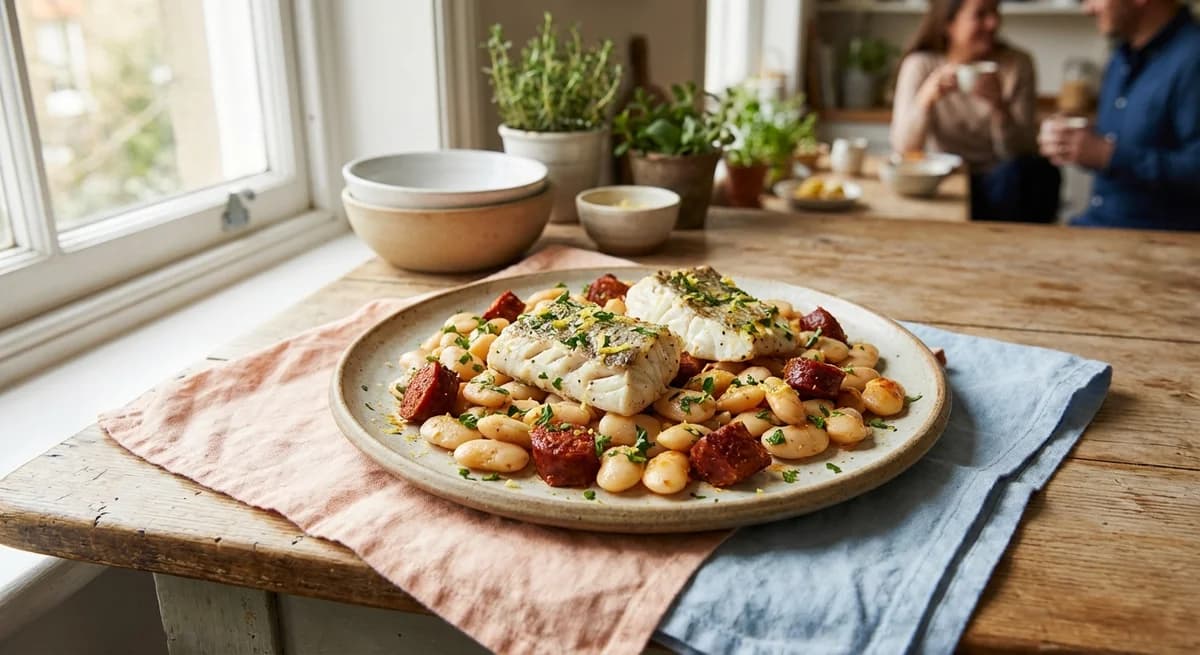 Smoky Spanish Hake with Butter Beans and Chorizo