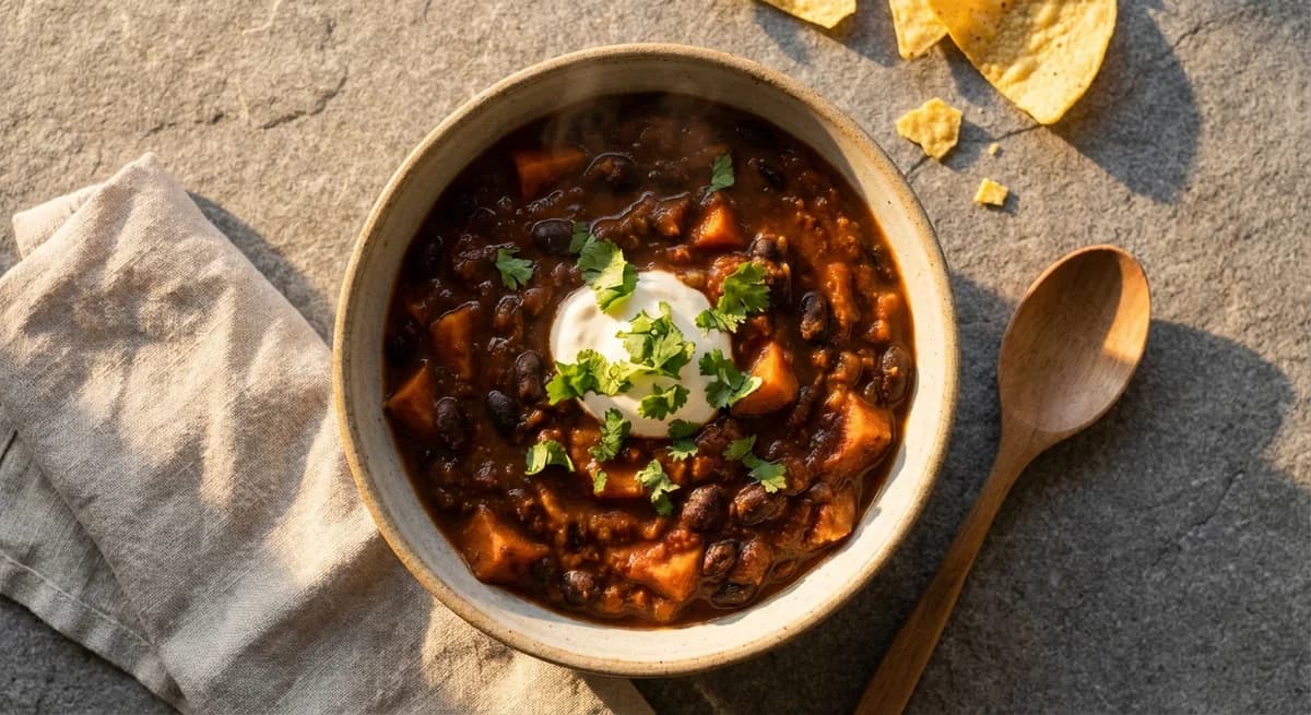 Smoky Sweet Potato and Black Bean Chilli