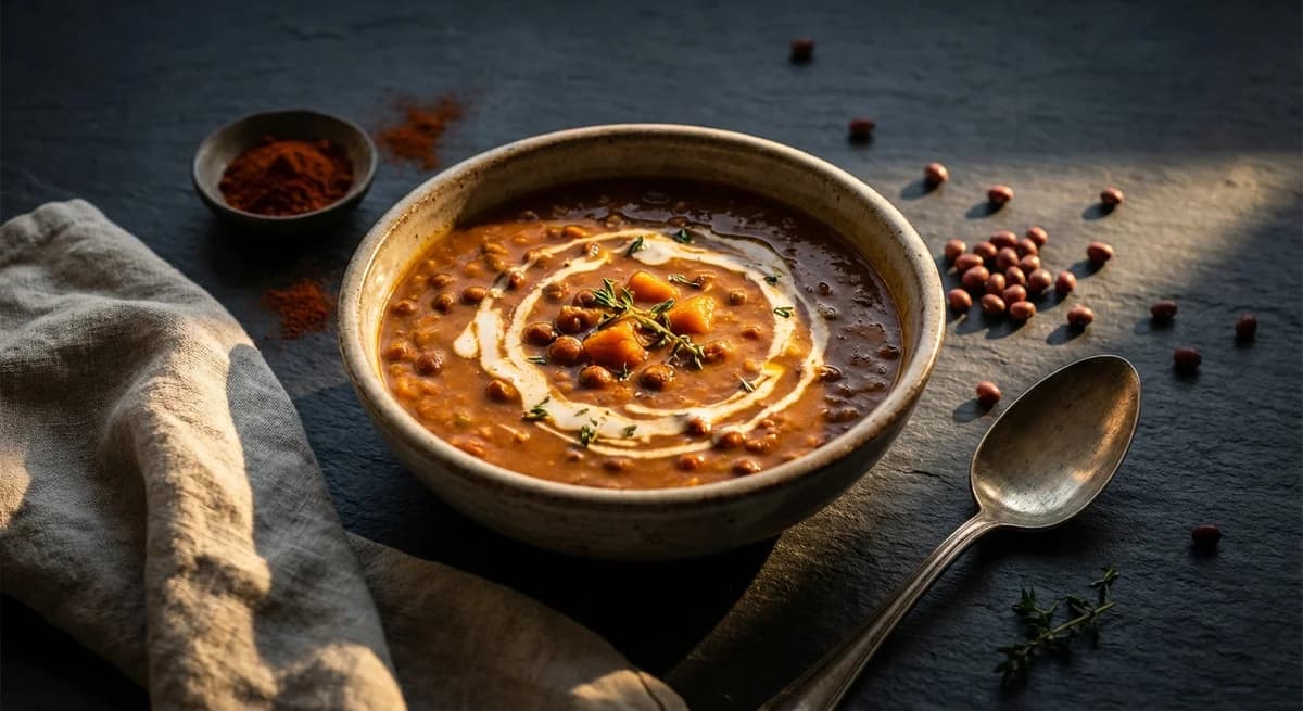 Smoky Vegan Red Peas & Sweet Potato Soup