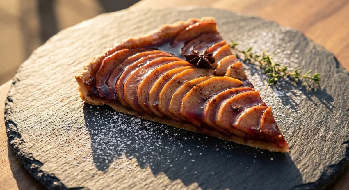 Spiced Red Wine Glazed Chinon Apple Tart