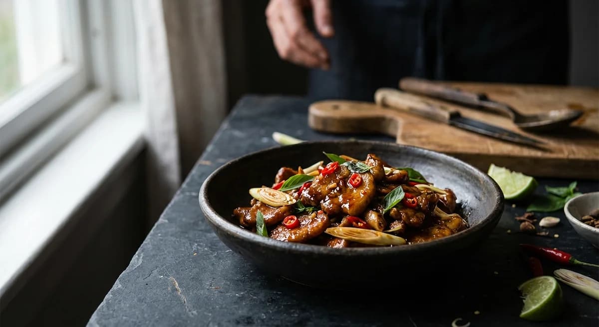 Spicy Lemongrass Caramel Pork Stir-Fry