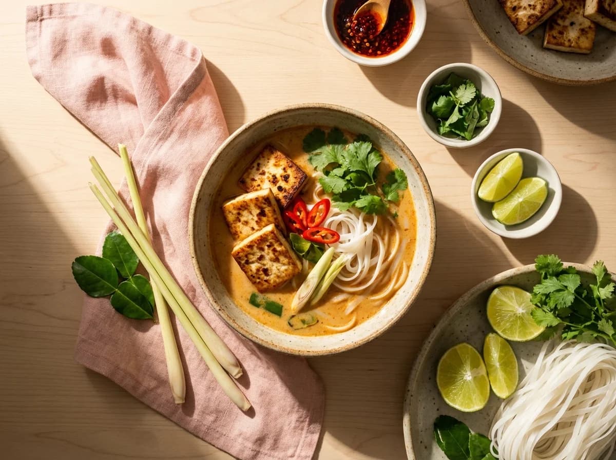 Spicy Lemongrass Tofu Coconut Broth