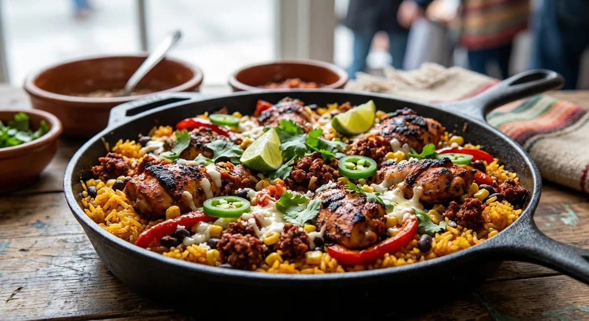 Spicy Mexican Chicken and Chorizo Rice Skillet