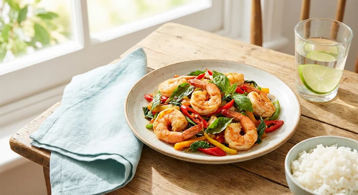 Spicy Thai Basil Prawn Stir-fry