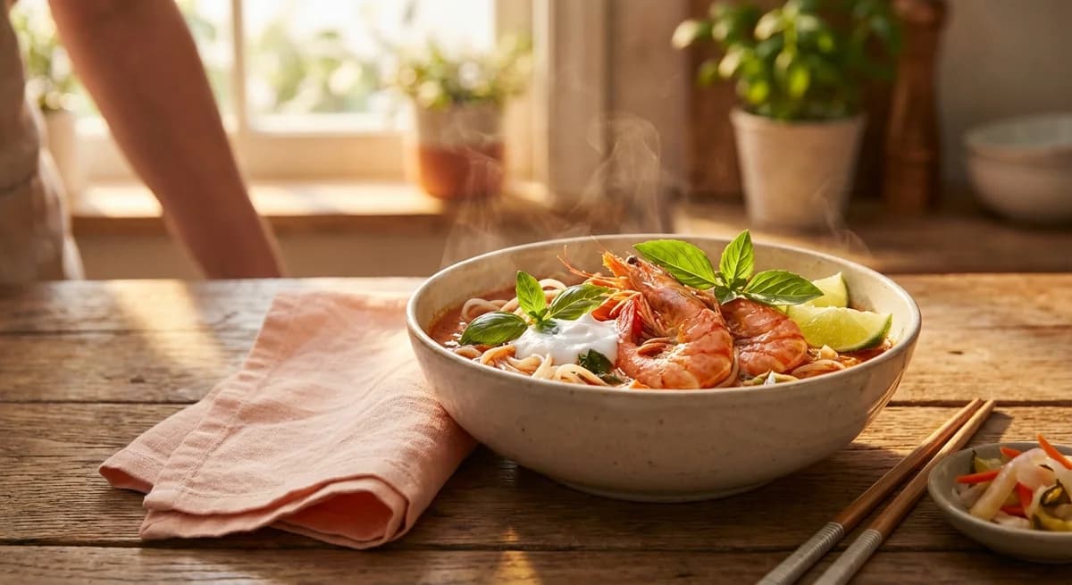 Spicy Thai Red Curry Prawn Noodles