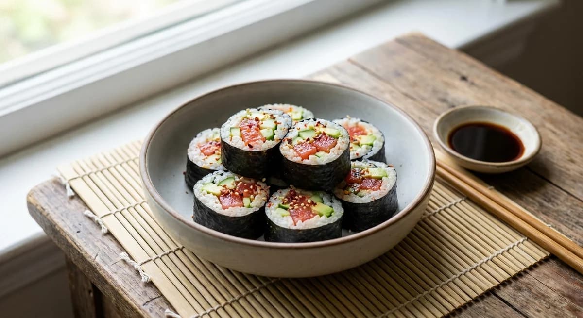 Spicy Watermelon 'Tuna' Sushi Rolls