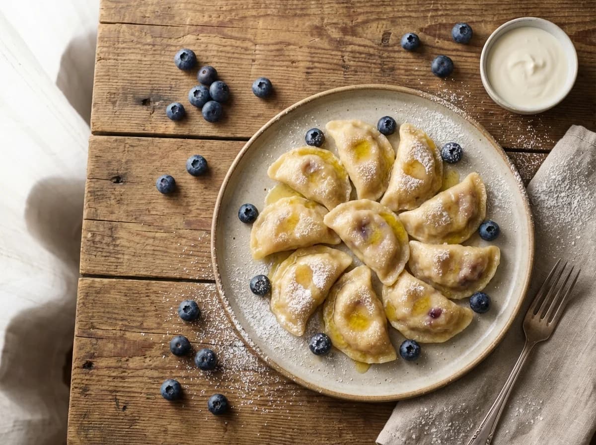 Sweet Blueberry and Vanilla Cream Pierogi