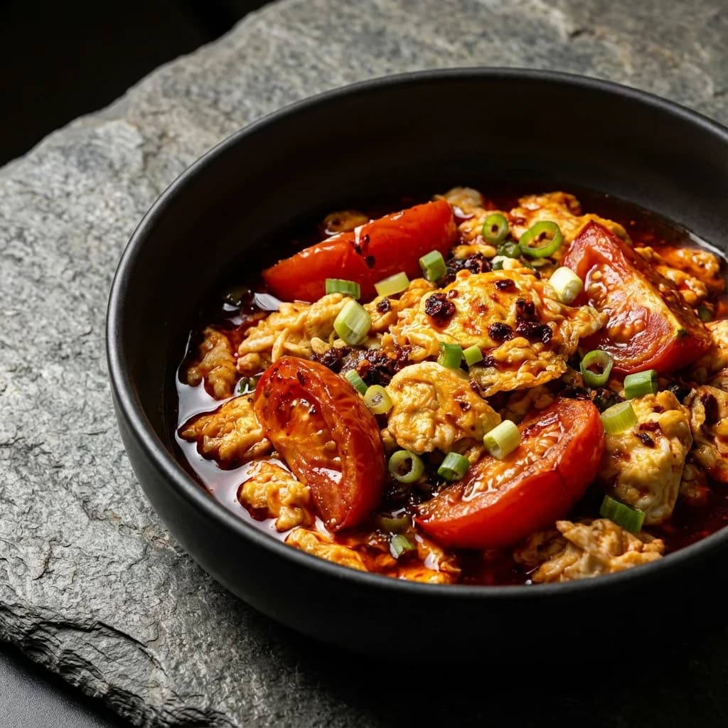 Szechuan Chili Crisp Tomato Egg Stir Fry