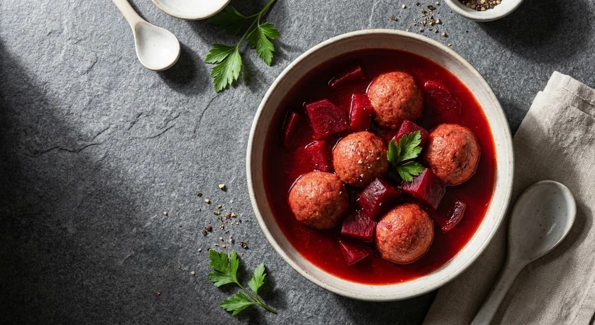 Tangy Iraqi Beetroot Kubbeh Stew
