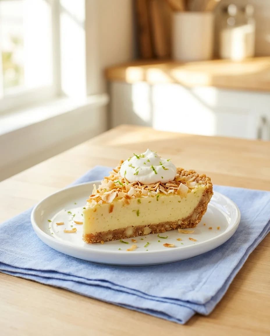 Toasted Coconut Key Lime Pie with Macadamia Crust